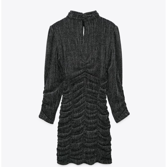 ZARA Women’s Mini Black Dress w/ Metallic Thread - Picture 3 of 4